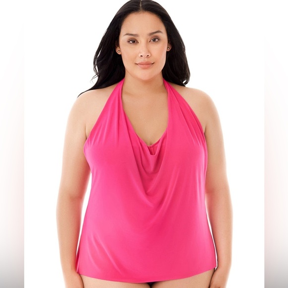 Magicsuit Sophie Halter Cowl Neck Underwire Tankini Top in Pink Size 12 - Picture 1 of 11